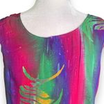 Vintage Young Fashion Top Multicolor Batik Rainbow Fish Print Scoopneck Tank Pink Photo 7