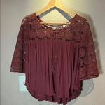 American Eagle  Women’s Bohemian Peasant Lace Coquette Girl Top Size Medium Pink Photo 1