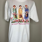 Vintage Kitschy Angel Graphic T Shirt Sz Medium White Photo 0