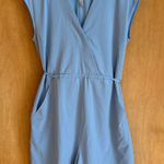Athleta Blue Gray V Neck Cap Sleeve Belted Romper Playsuit Shorts XS Photo 0