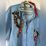 VTG Rhea’s size 3x denim funky jungle button up shirt Blue Photo 2
