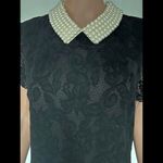 Betsey Johnson  Black Lace Dress with Pearl Collar size 12 Photo 2