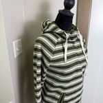 Eddie Bauer  Olive Green White Stripe Popover Hoodie Sweatshirt Buttons Knit S Photo 2