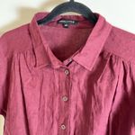 Kendall + Kylie cropped tie-front blouse burgundy linen blend size medium Photo 2