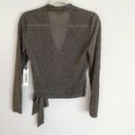 L'Agence  Metallic Long Sleeve Seneca Wrap Top Photo 5