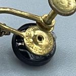 Vintage gold over sterling silver facetted black glass beaded earrings Photo 4