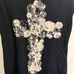 Rock & Republic Black Floral Cross Women's Tee Size Medium Photo 6