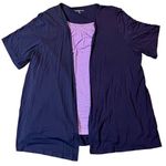 Croft & Barrow Women’s 2X 2 in 1 Cardigan Set Navy Cardigan Purple Undershirt Photo 0
