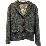 J. Jill Women’s Tweed Cropped Jacket Blazer Turquoise Green Lined Size 6 Photo 0