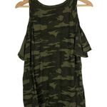 Sanctuary  Heritage Green Camo Cold Shoulder Short Sleeve T-Shirt M Photo 2