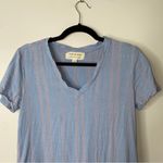 Cloth & Stone Anthropologie Blue Pink Striped Linen Blend T-Shirt Dress XS Photo 2