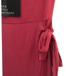 See You Monday NWT  Faux Wrap Bodycon Square Neckline Coral Midi Dress Sz M Photo 2
