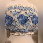 Free People  Rosebud Embroidered Tank Top Blue White Coquette Fairy Festival Boho Photo 4