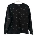 Time and Tru Women's Silver Splashed Black Crew Neck Sweatshirt S Small Photo 0