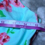 Bo Bel Dress Womens Small Aqua Blue Floral Bow Back Sleeveless Fit Flare Summer Photo 13