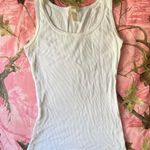 white ribbed fitted full length tank top Photo 6