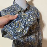 J.Crew blue yellow paisley floral the perfect shirt cotton button up top MEDIUM Photo 2