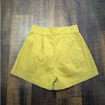 Doen High Waist Pleated Cotton Shorts Mustard Yellow Size 10 Photo 4