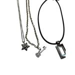 Three silver toned necklace set Photo 2