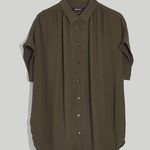 Madewell Central Drapey Shirt Olive Green  Blouse Photo 1