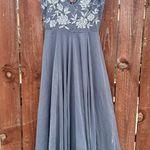 BHLDN Anthropologie Sadia Gray Floral Embroidered Bridesmaid Dress Size 4 Photo 0