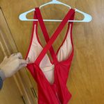 J.Crew  Red One Piece Swimsuit Criss Cross‎ Back Plunge Neck Size 4 NWT Photo 1