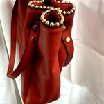 ALEXIS BENDEL RED VEGAN LEATHER GOLD BEAD SATCHEL HANDBAG PURSE Photo 4