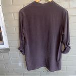 Antonio Melani Truly Beautiful Silk Blouse V Neck Charcoal Button Sleeves M Photo 9