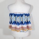 Raga Blue and Pink Boho Strapless Bubble Top NWT Size XS Boho Strapless Crop Top Photo 1