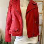 Philosophy Red Vegan Leather Moto Jacket Medium Photo 0
