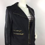 True Religion  Moto Asymmetrical Jacket Leather Sleeves Small Black Photo 7