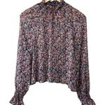 ASOS Design Long Sleeve Floral Blouse Shirred Neck & Cuffs Women's Sz 8 New Photo 0