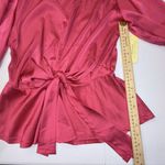Flower & Feather Pink Silky Designer Preppy Shine Glam Bow Tie Blouse Top Small Photo 2