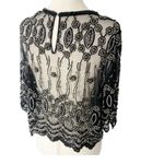 VINTAGE 90s STENAY Sheer Beaded Top Black Size 24 Photo 5