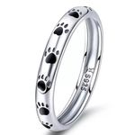 Sterling Silver SIZE 5 925  Stackable Dog Cat Footprints Ring Photo 0