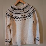 L.L. Bean Cream and Black Patterned Sweater Silver Photo 2