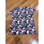 Lucky Brand Womens Floral Print Short Sleeve T Shirt Top M Black Pink Blue Photo 5