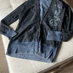 Harley Davidson Reversible Acid Washed and Black Lace Full Zip Biker Hoodie Blue Size XL Photo 8