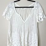 Abercrombie & Fitch Top Womens Small Lace Embroidered Floral Mesh White Boho Photo 0