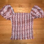 Verge Girl Orange And Pink Snake Print Puff Sleeve Top Photo 0