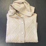Hem & Thread Women's Hooded Cardigan Sweater Knit Ribbed Button Down Tan Small Photo 2