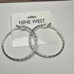 Nine West Silver Tone Textured Hoop Earrings NWT $18 MSRP Photo 7