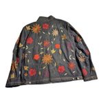 Vtg 1990s Chico's Dark Blue Denim Floral Embroidered Full Zip Jacket Sz 1 M Size M Photo 1