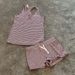 Calvin Klein  Red White Striped Tank & Shorts Pajama Set SIZE S Photo 0