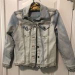 Thrill Jeans Distressed Stretch Denim Jacket Acid Wash Look Size Medium Photo 0