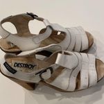 Destroy Women’s Wood Platform Heels White Leather Upper Sz 10 Spanish Y2K 90’s Photo 11