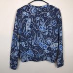 H&M  Women’s Paisley Print Blue Beige Fleece Lined Crew Neck Sweatshirt Photo 3