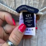 Lands' End Lands’ End 12T Mid Rise Straight Leg Roll Tab Linen Pants Photo 4