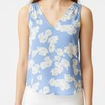 Lush Clothing Lush Blouse Tank Top Light Blue White Floral Print BusinessCasual V-Neck Neutral Photo 0