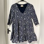 Sézane Sezane Aura babydoll eyelet floral Dress in navy blue size 2 Photo 2